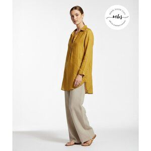 CP Shades Oversized Linen Lightweight Long Sleeve Tunic Mustard Yellow Women XS